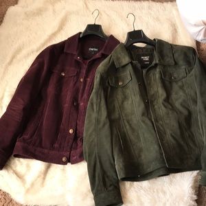 Two for one … suede and corduroy light weight trucker jackets.